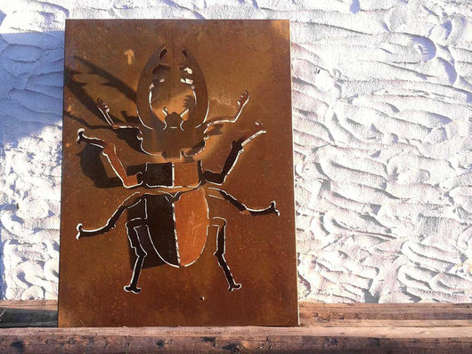 Raw laser cut corten steel wall sculpture for indoors or outdoors decor