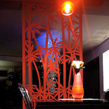 Bamboo screen lasercut red aluminium room divider