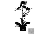 Black Orchid shaped aluminum silhouette and Carrara marble base